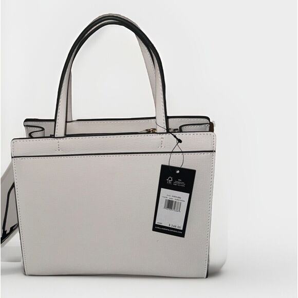 KARL LAGERFELD PARIS MAYBELLE DUO TOP HANDLE SATCHEL PURSE CROSSBODY WHT PIN NWT - Picture 8 of 11